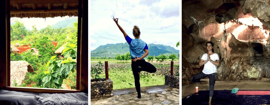 santosha yoga teacher training graduate in vietnam doing yoga 
