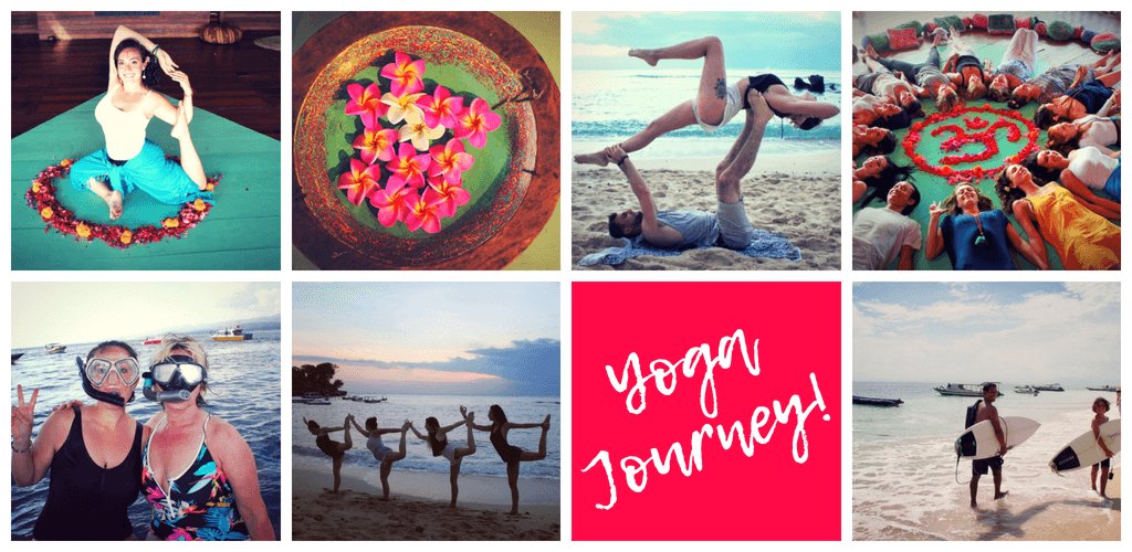 yoga teacher training collage of pictures yoga beach bali nusa lembongan